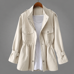 Meredith tailored double-breasted wool blend coat with belt and deep pockets