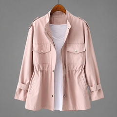 Meredith tailored double-breasted wool blend coat with belt and deep pockets