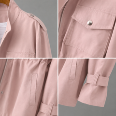 Meredith tailored double-breasted wool blend coat with belt and deep pockets