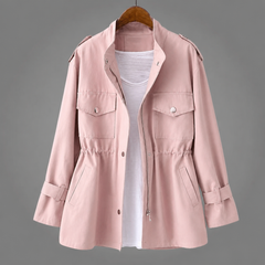 Meredith tailored double-breasted wool blend coat with belt and deep pockets