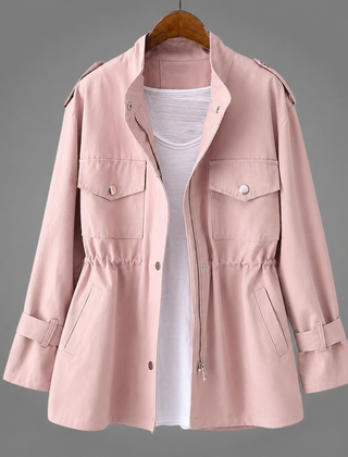 Meredith tailored double-breasted wool blend coat with belt and deep pockets