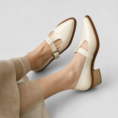 Mia Mary Jane shoes with refined detailing in beige, brown and black