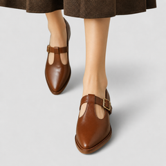 Mia Mary Jane shoes with refined detailing in beige, brown and black