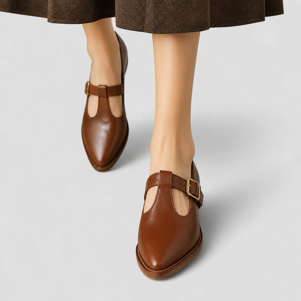 Mia Mary Jane shoes with refined detailing in beige, brown and black