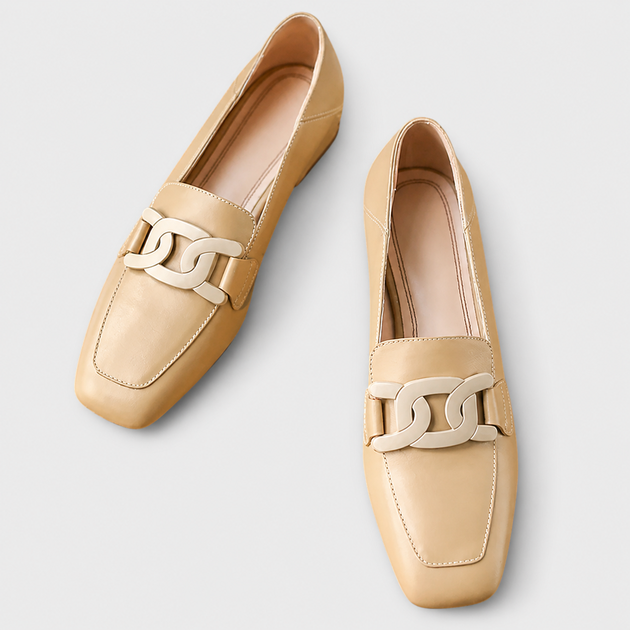 Comfortable slip-on loafers shown in beige, brown and black