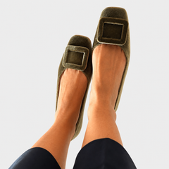 Women's embossed loafers shown in bordeaux and green colourways