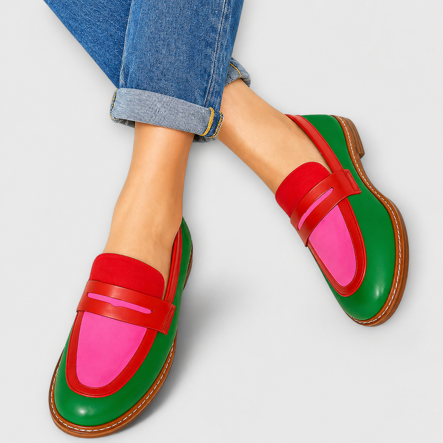Casual women's loafers with contrast trim and a structured, modern design