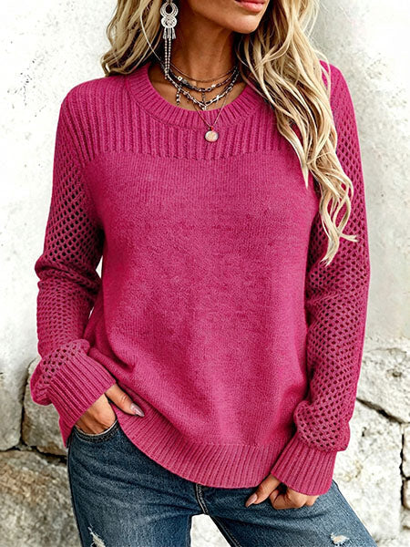 Textured open-knit sweater with statement sleeves and ribbed edges in a relaxed fit