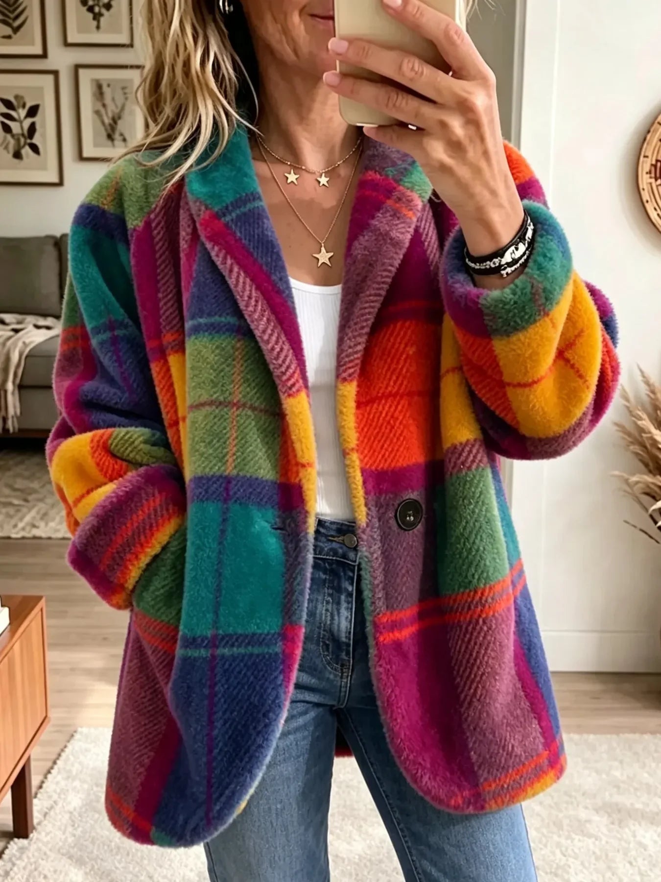Joanne | Cozy Multi-Color Plaid Coat