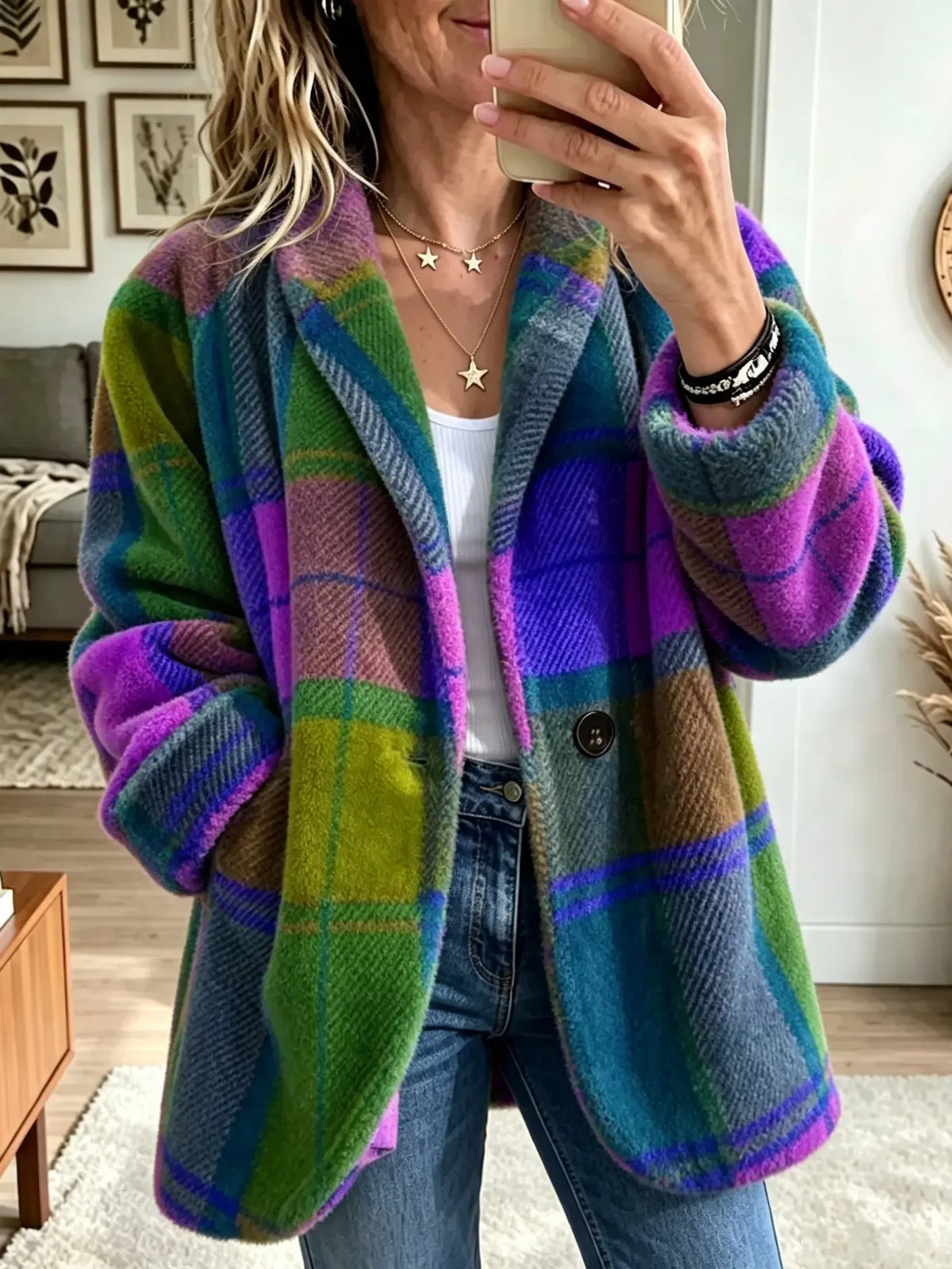 Joanne | Cozy Multi-Color Plaid Coat