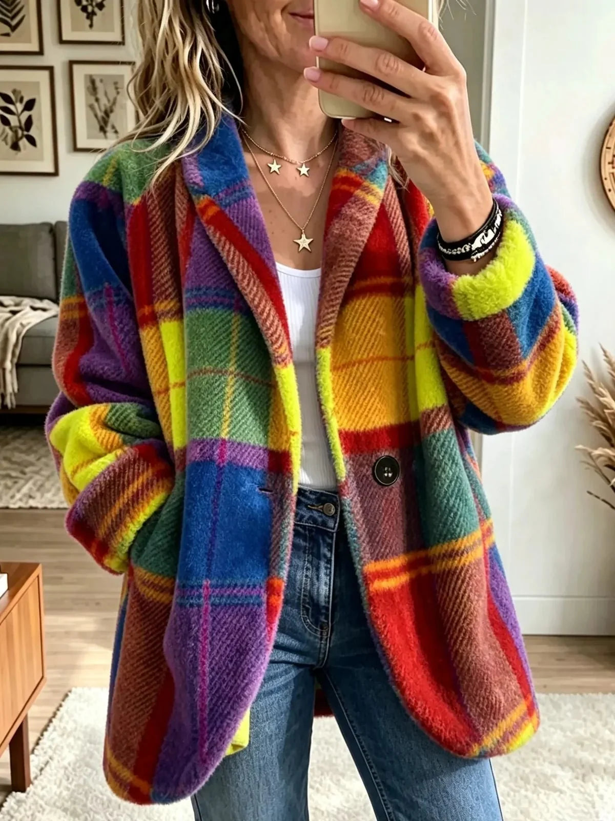 Joanne | Cozy Multi-Color Plaid Coat