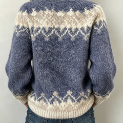 Multicolour Fair Isle V-neck knit sweater with ribbed neckline, cuffs and hem