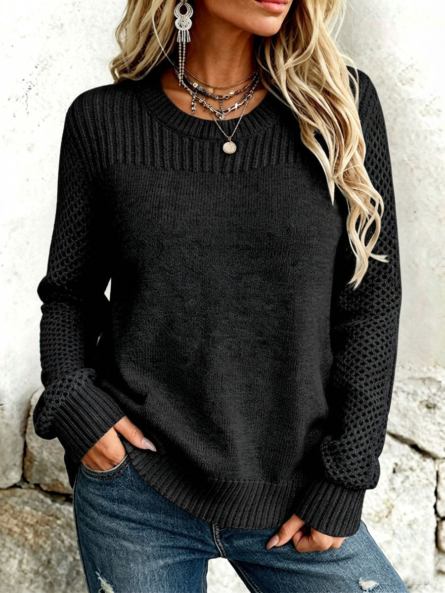Textured open-knit sweater with statement sleeves and ribbed edges in a relaxed fit