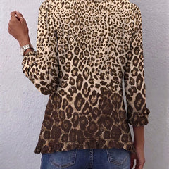 Navara leopard print ruffled jacket with soft ruffle trim and relaxed fit