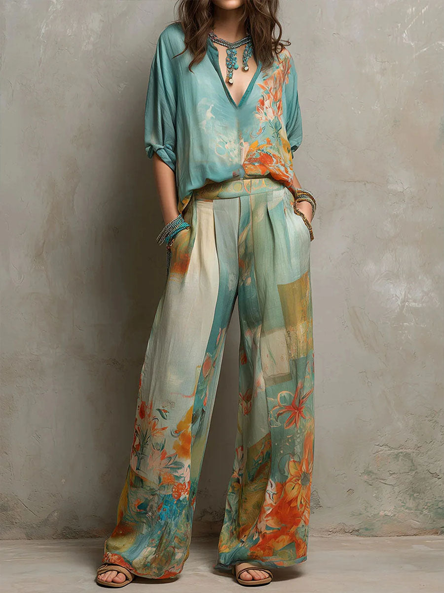 Chiara | Floral Wide-Leg Set