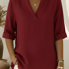 Junipera elegant shawl collar linen short-sleeved shirt in a relaxed fit