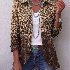 Navara leopard print ruffled jacket with soft ruffle trim and relaxed fit