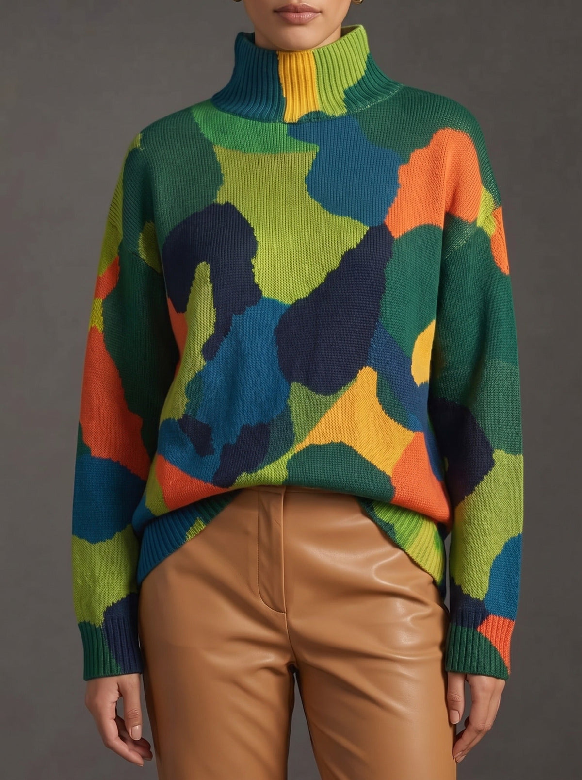 Rennick™ | Abstract Color-Block Turtleneck