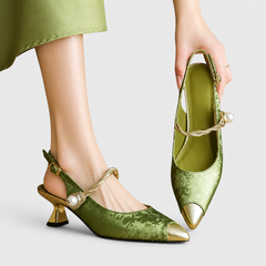 Comfortable slip-on loafers shown in green, beige and black