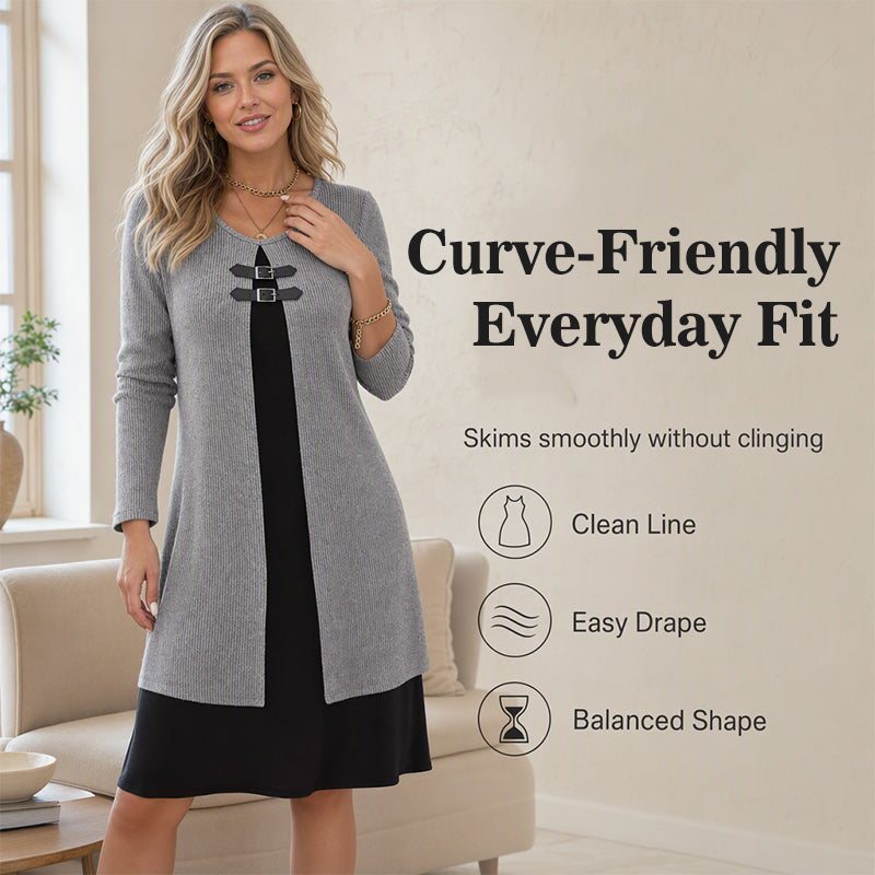 Elara | Women's Casual Ribbed Knit Long Sleeve Dress