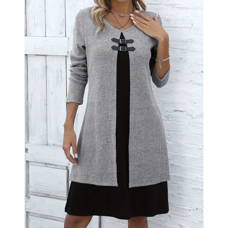 Elara | Women's Casual Ribbed Knit Long Sleeve Dress