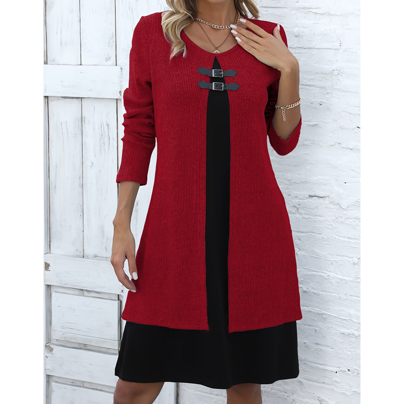 Elara | Women's Casual Ribbed Knit Long Sleeve Dress