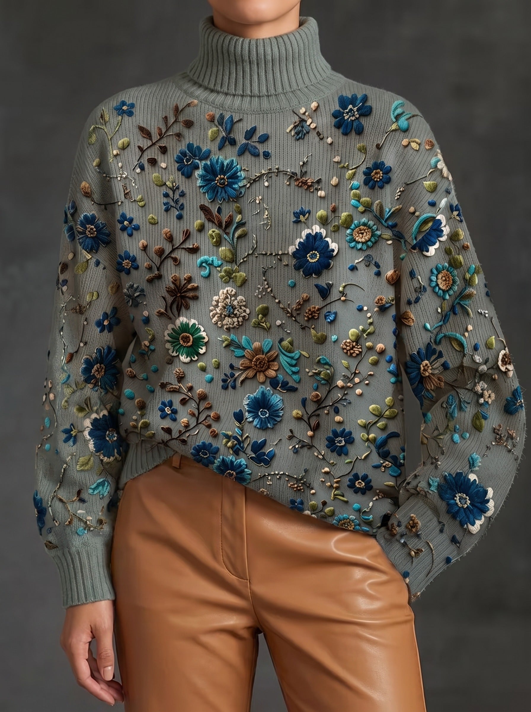 Thalassa™ | Sage Bloom Turtleneck