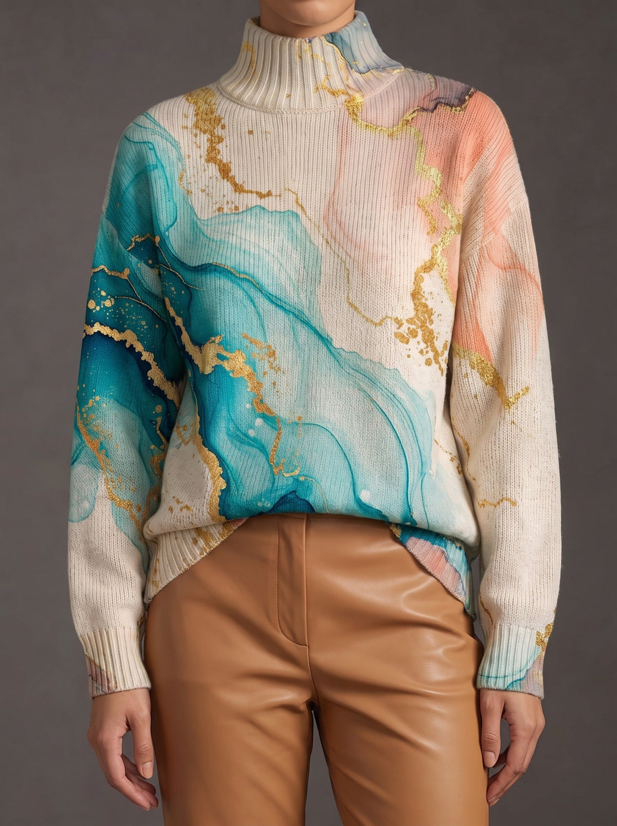 Verity™ | Marbled Ink Turtleneck