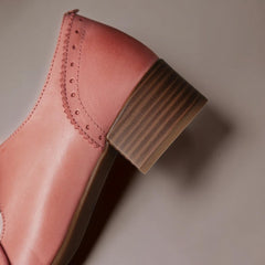 Constance carved leather lace-up Oxfords with a low block heel
