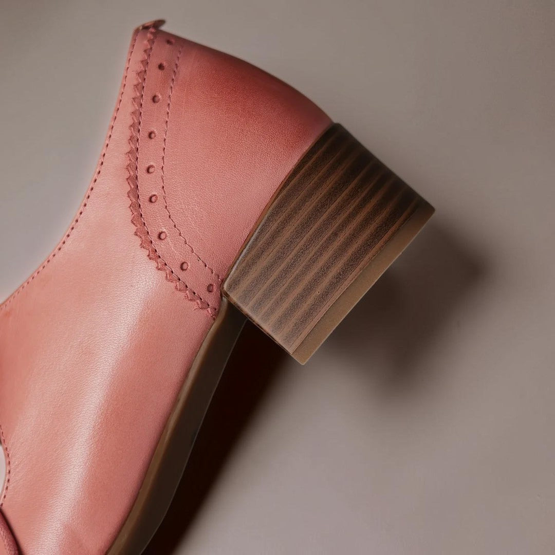 Constance carved leather lace-up Oxfords with a low block heel