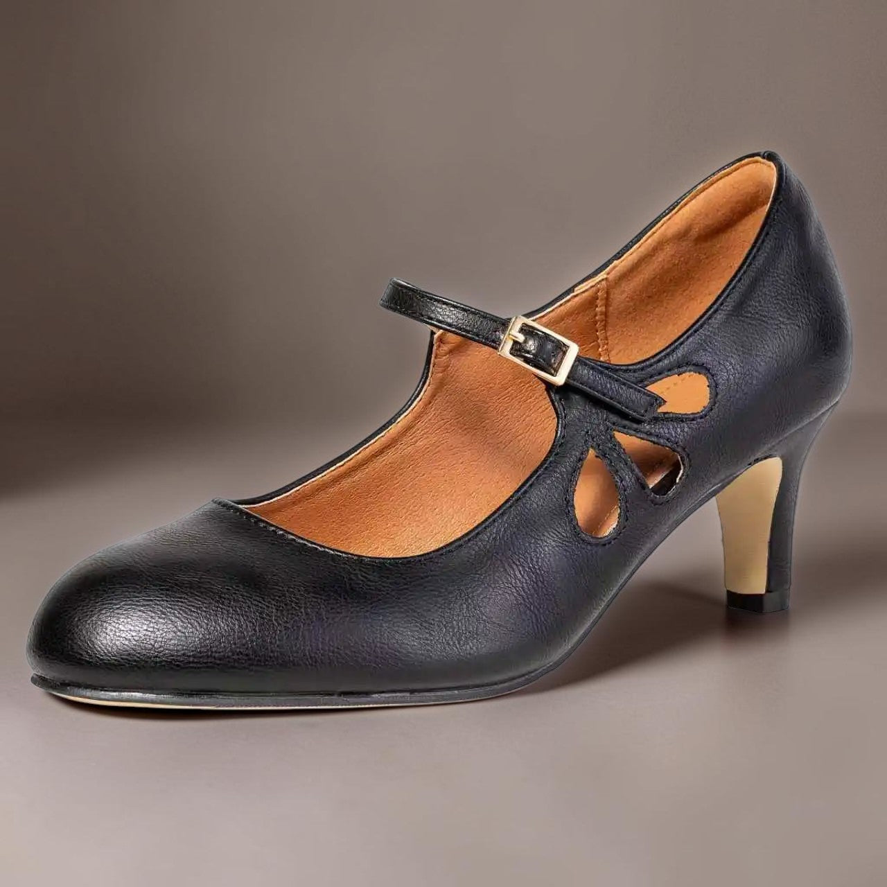 Classic black closed-toe office pumps on a manageable heel
