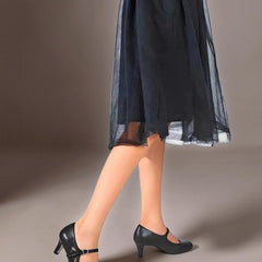 Classic black closed-toe office pumps on a manageable heel