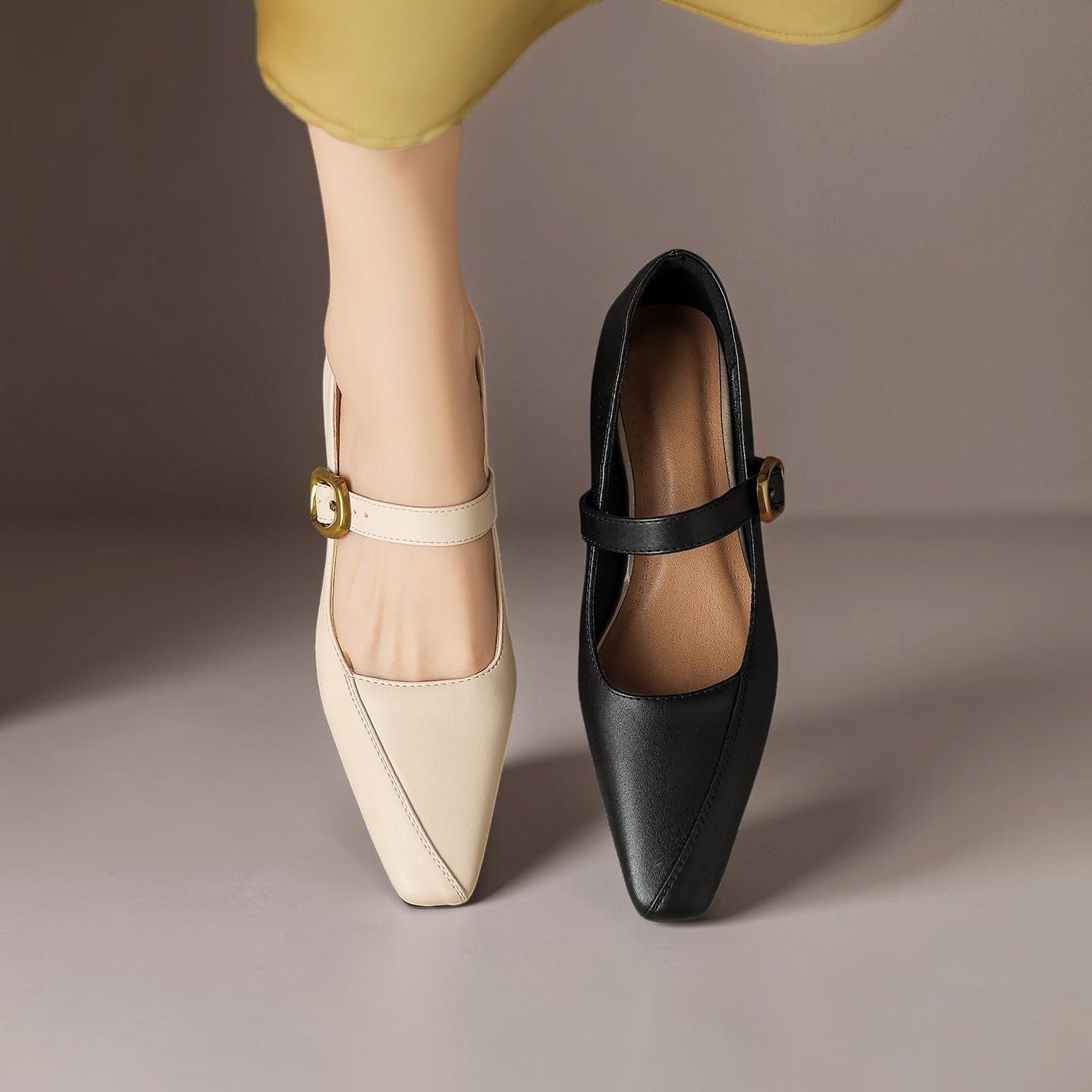 Zorae | Paneled Mary Jane Block Heel with Gold Buckle