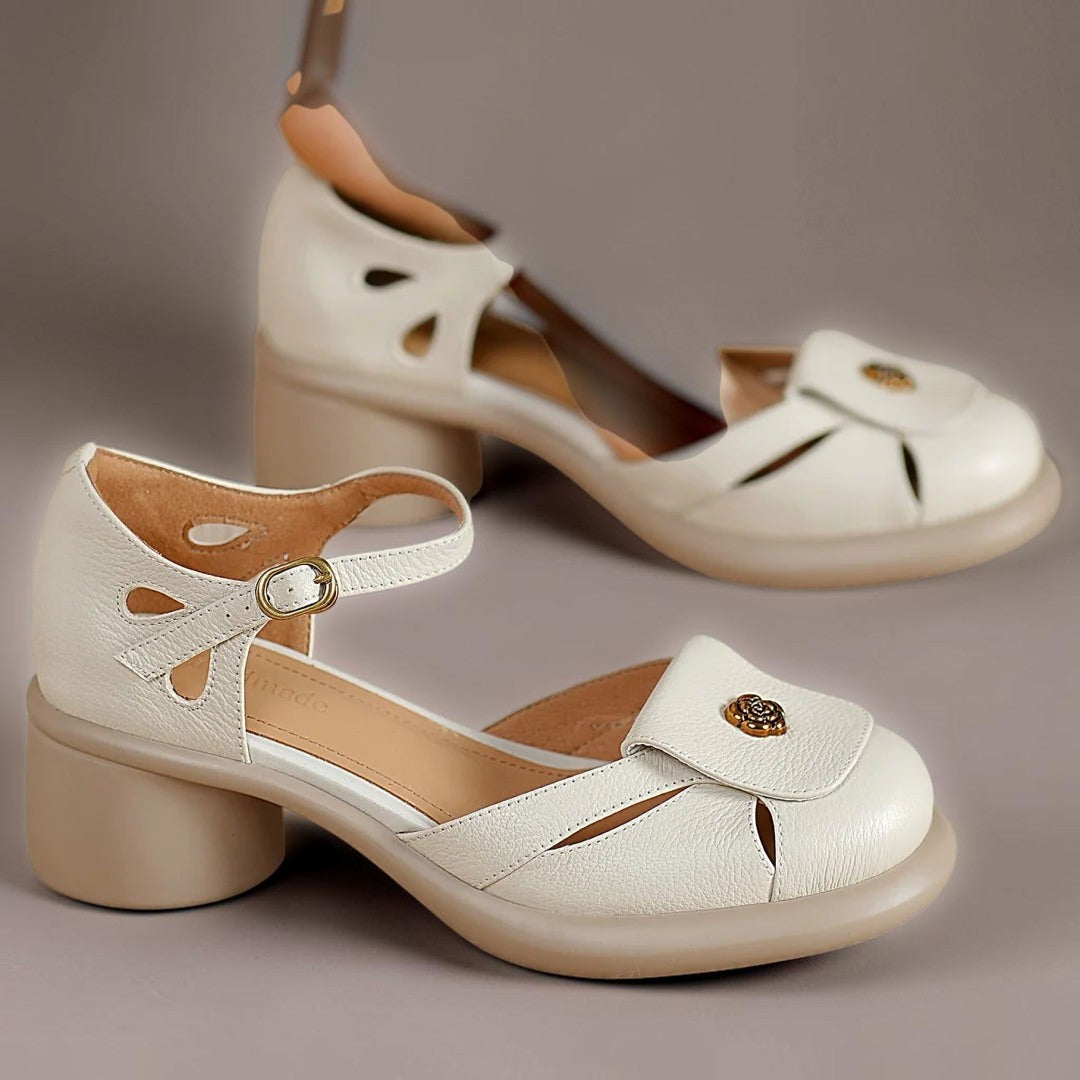 Ankle strap platform sandals with adjustable buckle and cushioned footbed in black and beige