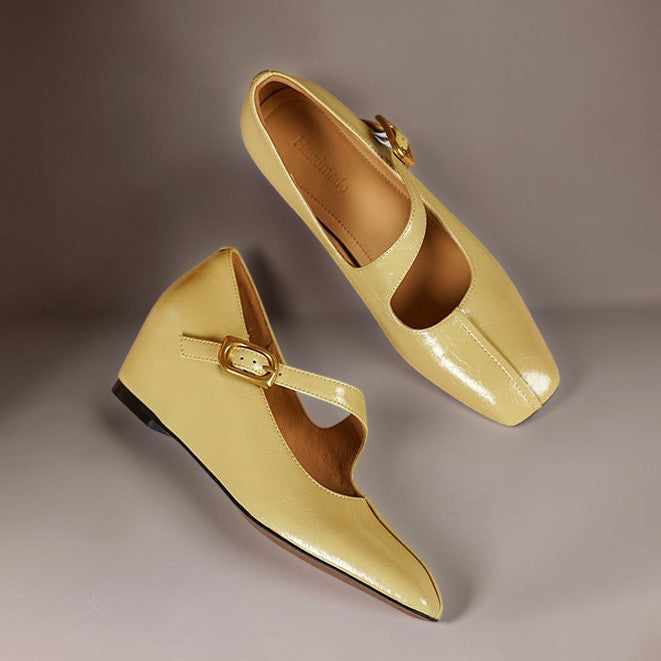 Viora | Genuine Leather Mary Jane Heels with Buckle Strap
