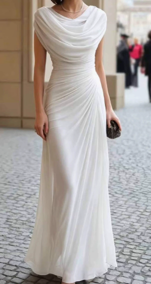 Elara | Draped Cowl Neck Maxi Dress